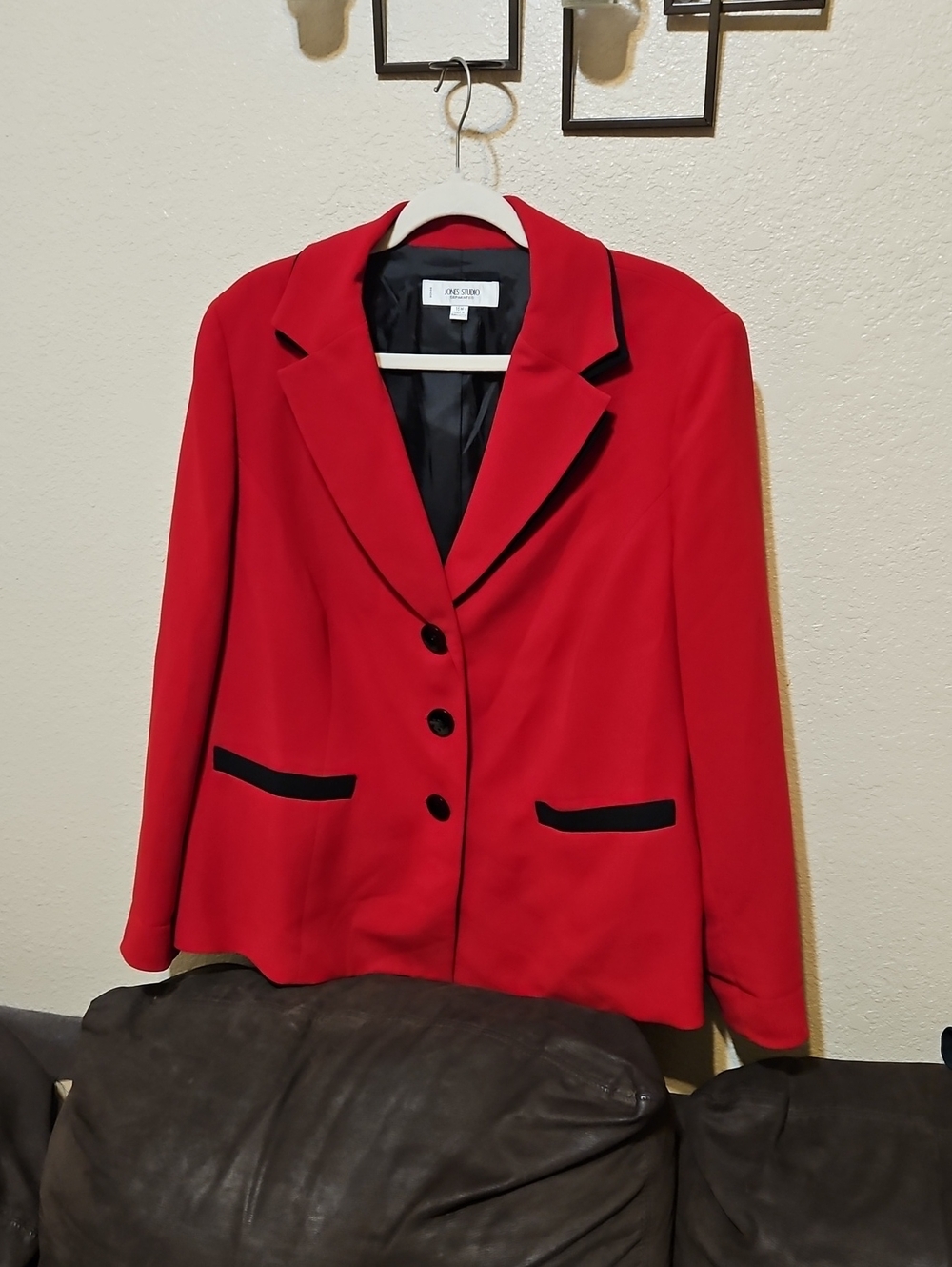 Jones Studio Red Blazer with Black Trim